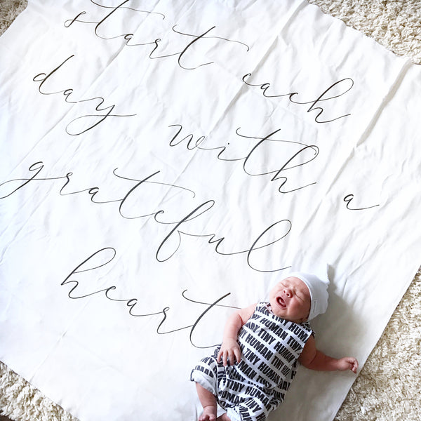 MUSLIN SWADDLE BLANKET - GRATEFUL HEART * PRE ORDER - Dotboxed